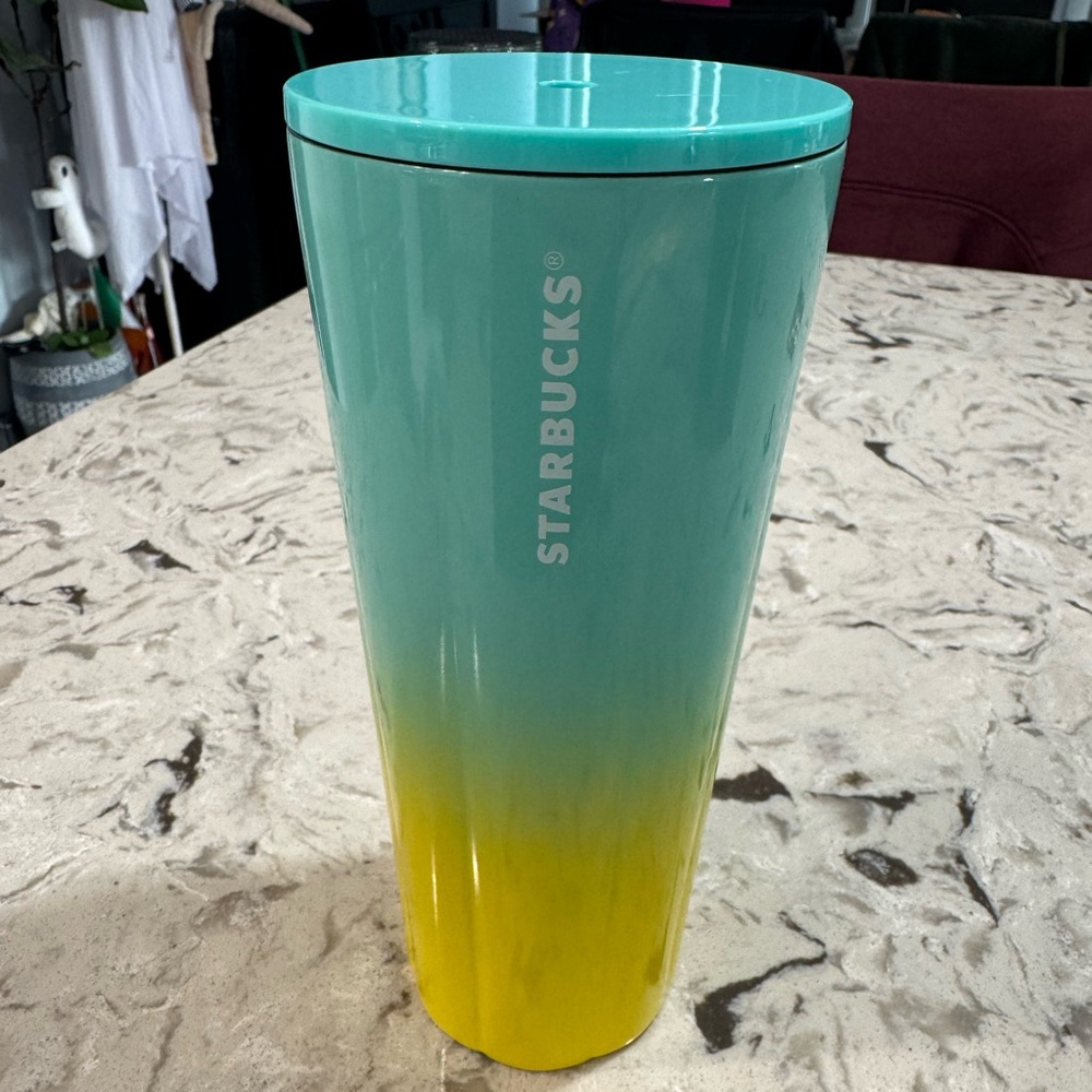 Starbucks Teal and Yellow Gradient Tumbler